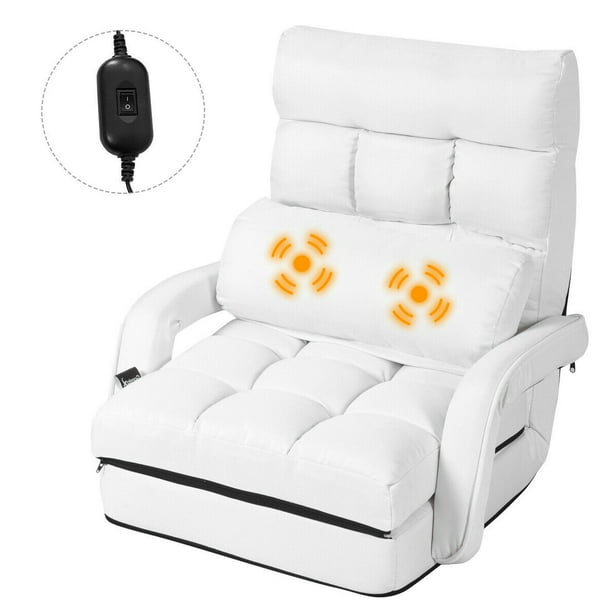 Gymax White Folding Lazy Sofa Floor Chair Sofa Lounger Bed with 