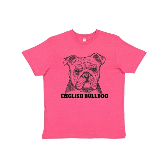Inktastic English Bulldog Sketch Portrait with Dog Breed Name Youth T-Shirt