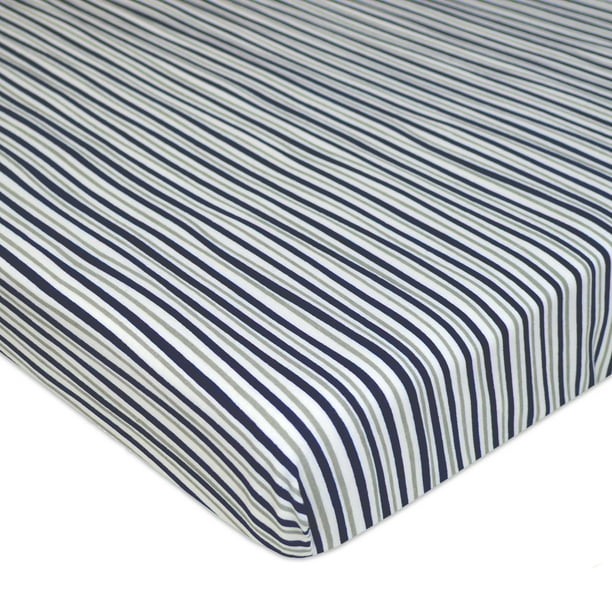 American Baby Co Cotton Jersey Knit Fitted Playard Sheet Grey Stripes