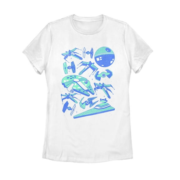 Women's Star Wars Spaceship Collage Graphic Tee White Small