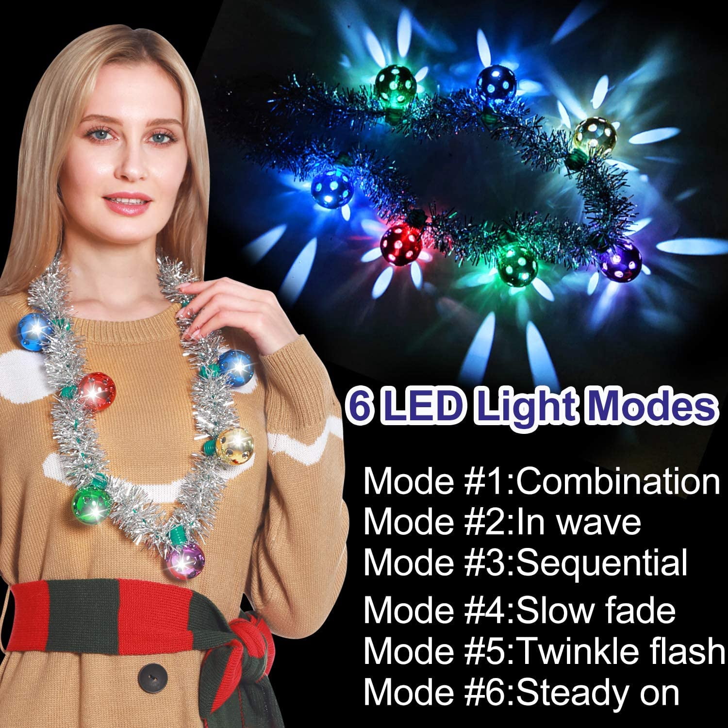 8 Pack New Year Eve Tinsel Light Up 