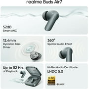 realme Buds Air 7, 12.4mm Dynamic Bass Drivers, 52Hrs Playtime, 52dB Hybrid ANC, 6 Mic ENC, 45ms Low Latency, 360 Spatial Audio, Hi-Res LHDC, IP55 Dust & Water Resistant, BT v5.4 - Green