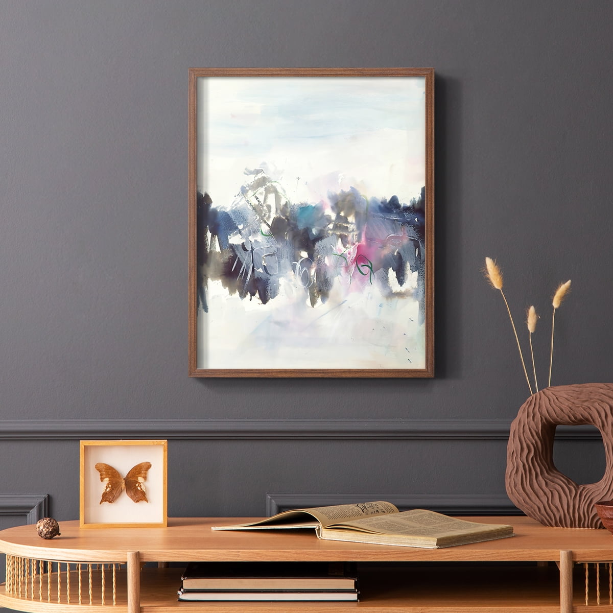 Birds II Framed Print in Brown Solid Wood Framed Print No Nail Hanging