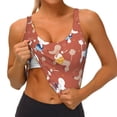 thumbnail image 4 of Haiem Cute Poodle Dog Pattern Womens Sports Bra - U Neck Padded Low Impact Yoga Bra Workout Crop Top Gym Moisture-Wicking Workout Vest -Small, 4 of 9