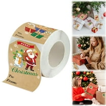 BinKFF 300 Pcs Christmas Gift Tag Stickers 1.2" x 1.8" Self Adhesive Kraft Xmas Name Tags Stickers Decorative Christmas Labels for Envelope Presents Bags Wrapping(Cute Style)
