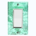 thumbnail image 1 of Metal Light Switch Plate Outlet Cover (Teal Leaf Letter Damask LET010), 1 of 13