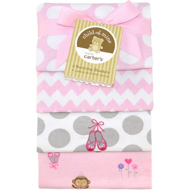 Child of Mine by Carter's Ballerina Monkey 4Pack Flannel Receiving