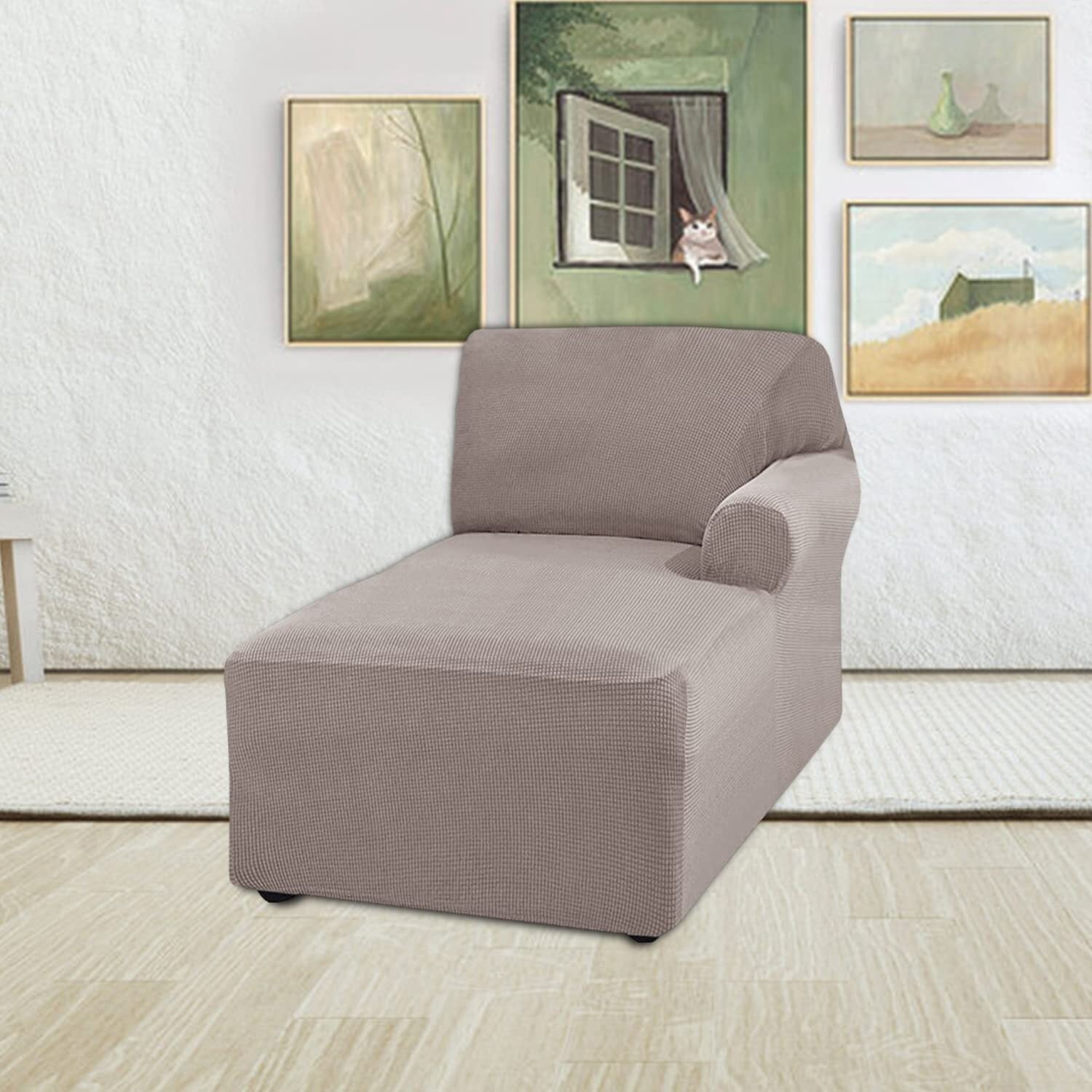 BH-JJSMGS Jacquard Chaise Lounge Cover,Modern Polar Fleece sectional Sofa slipcover,Stretch Left/Right Armchair Cover for loveseat L Shaped Sofa