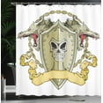 thumbnail image 4 of Ambesonne Yellow Shower Curtain, Shield Dragon Medieval, 69"Wx84"L, Yellow White, 4 of 5