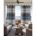thumbnail image 4 of Blue Brown Plaid Blackout Curtains 45 Inches Long for Bedroom, Vintage Abstract Stripes Lattice Thermal Insulated Room Darkening Black Out Window Curtain Panels Grommet Drapes for Living Room, 4 of 8