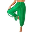 thumbnail image 2 of YONGHS Women's Belly Dance Costume Sequin Harem Lantern Pants Arabic Halloween Trousers Green One Size, 2 of 7