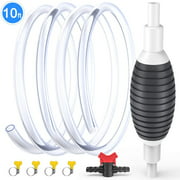 Electop 10 Feet High Flow Siphon Hand Pump, Manual Car Fuel Transfer Pump with Syphon Hose Tube Pipe/Control Valve/Hose