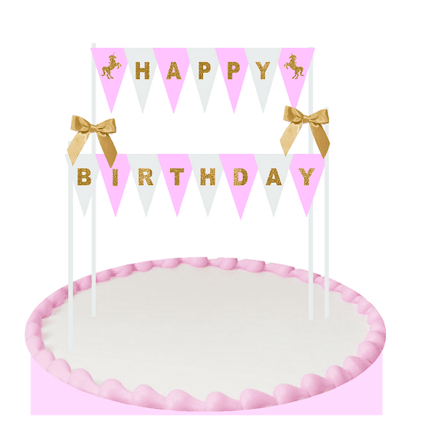 Happy Birthday Cake Topper Walmart Pink White Gold Unicorn Happy Birthday Cake Decoration Bunting Banner Topper  - Walmart.com