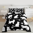 thumbnail image 2 of Feelyou Cartoon Cat Lover Full Size Comforter Sets for Teens, Black White Animal Bedding Comforter Set, Anime Kitten Theme Reversible Bedding Sets, Super Cozy Room Decor, 3-Piece, 2 of 8
