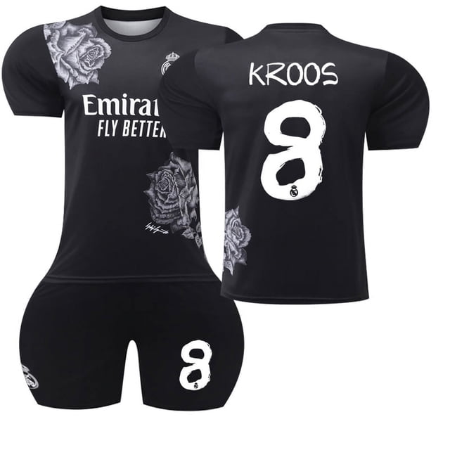 Boys Girls RONALDO 7# KROOS 8# BELLINGHAM 5# MBAPPE 10# Kids Football Jersey Suit