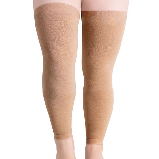 Plus Size 1 Pair Women Men Compression Stockings Compression Socks Stress Relief Sports Socks Flesh 4XL