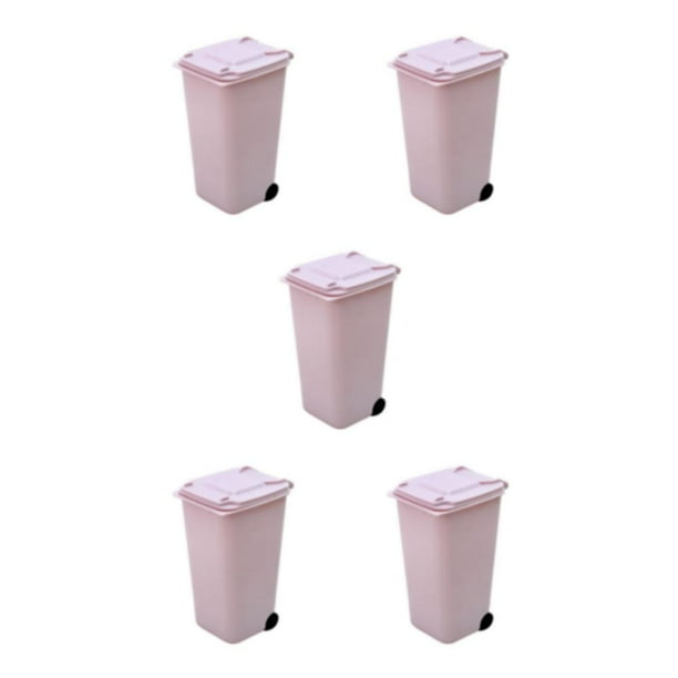 Advancent Cubos de basura con ruedas de amplia aplicación: construcción resistente para un bote de basura de escritorio fácil de limpiar, rosa Type2 NO2