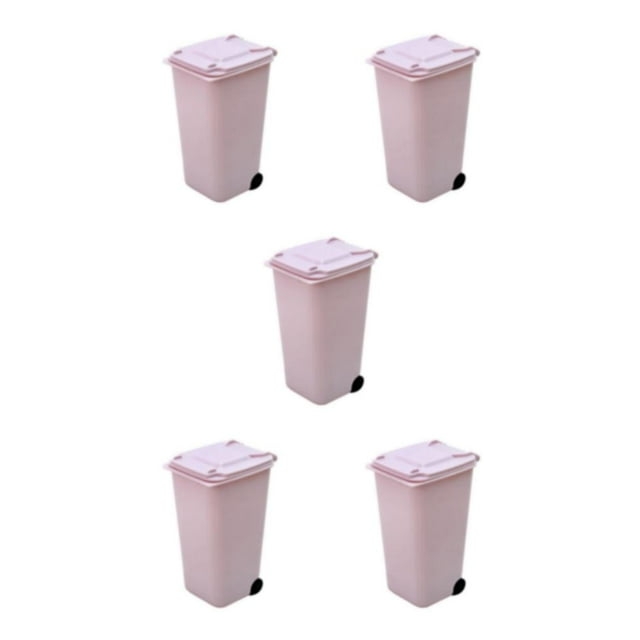 Transemion Plastic Waste Bins With Lid - Durable And Practical Suitable For All Ages Small And Exquisite light pink 5Set