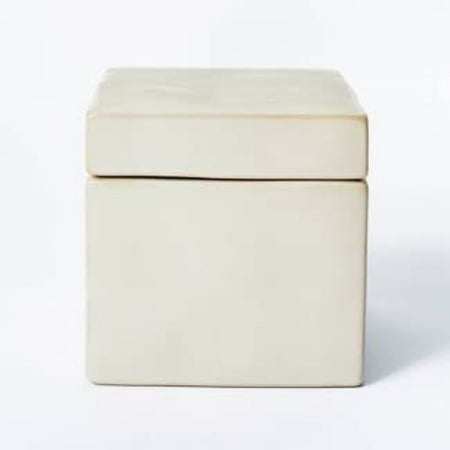 5  x 5  Carved Ceramic Box Gray - Threshold