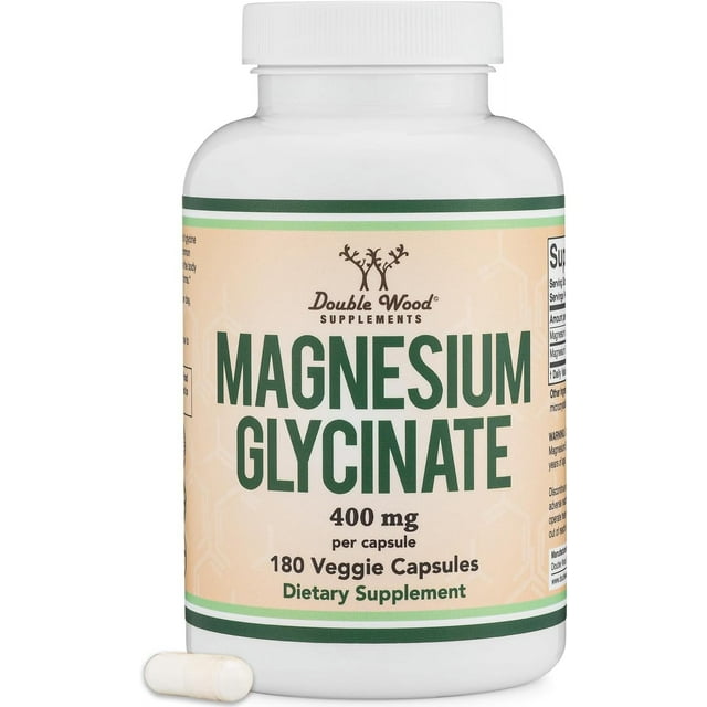 Double Wood Magnesium Glycinate | 400 Mg Per Capsule | 180 Servings | 180 Veggie Capsules