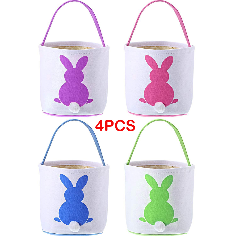 4Pcs Bunny Easter Baskets For Boys Girls, Cute Easter Baskets With