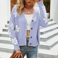 thumbnail image 3 of Funicet Jackets For Women 2022, Y2K Fashion Flower Knit Cardigan Long Sleeve Cropped Sweater, 3 of 6