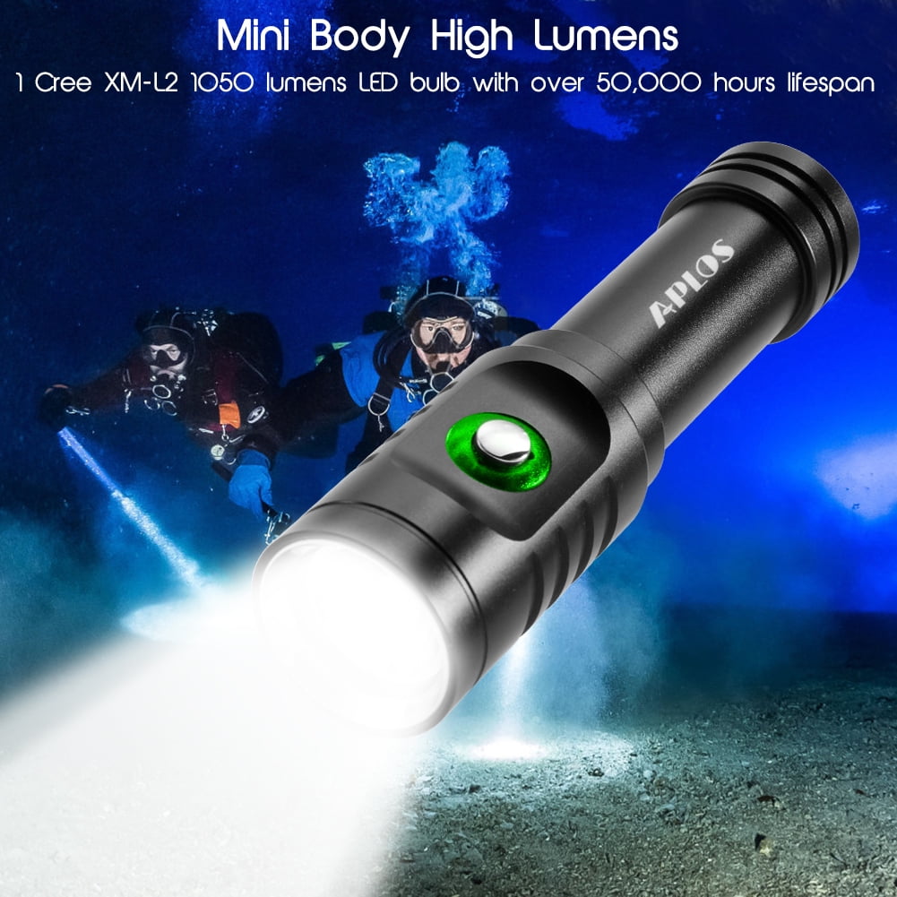 APLOS AP01 1050lm Diving Flashlight with Power Indicator, IPX8 Waterproof Professional USB Rechargable Portable Dive Light