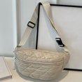 thumbnail image 3 of Quilted Waist Bag Fashion Chest Bag Stylish Waist Pack For Women Decor Bag (Beige), 3 of 10