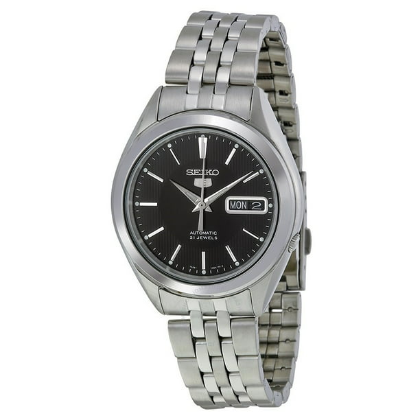 Men's 5 AUTOMATIC BLACK DIAL WATCH WITH STAINLESS STEEL BRACELET #SNKL23 - Walmart.com