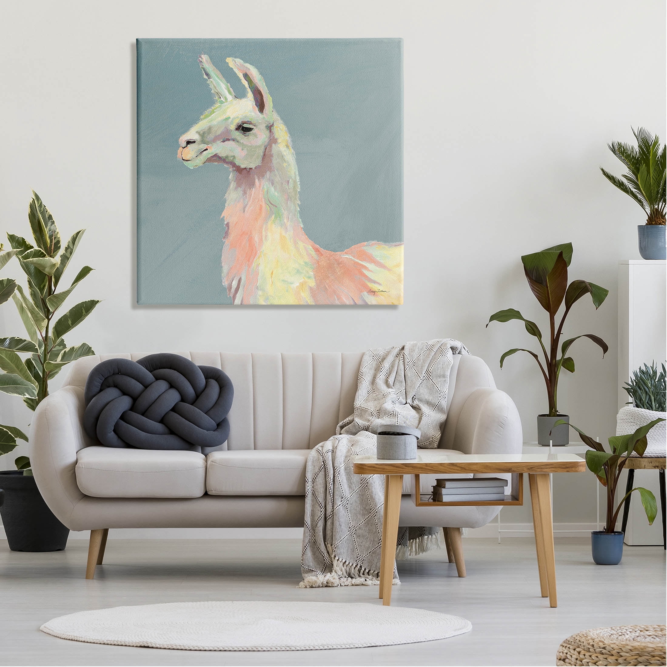 Stupell Industries Pop Style Llama Portrait Painting Gallery Wrapped Canvas Print Wall Art, Design by Avery Tillmon