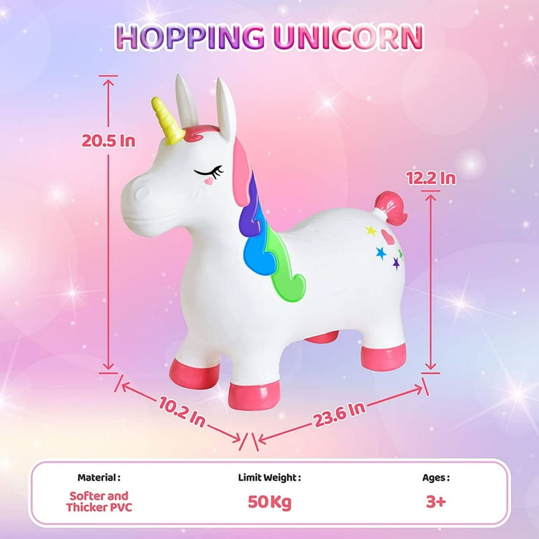 Fun Little Toys Bouncy Horse Unicorn, PVC Inflatable Jumping Ride