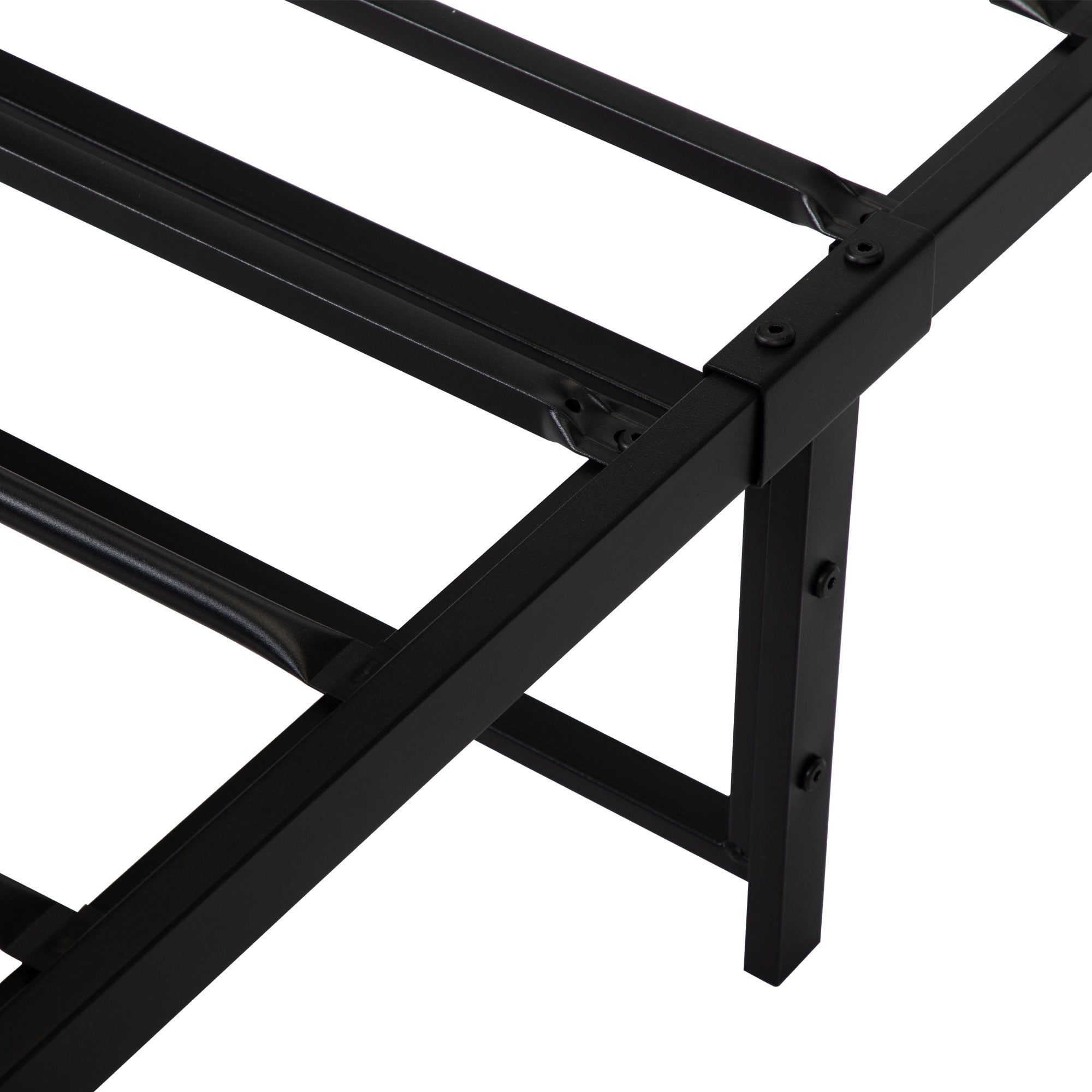 Heavy Duty Queen Bed Frame with with Wood Headboard and Metal Slats, Brown