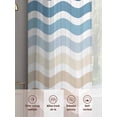 thumbnail image 7 of Navy Blue Brown Ombre Moire Semi Sheer Curtains 63 Inch Length 2 Panels Set, Water Ripple Stripe Farmhouse Sheer Kitchen Curtain Privacy Voile Window Curtain for Living Room Bedroom Rod Pocket Drapes, 7 of 7
