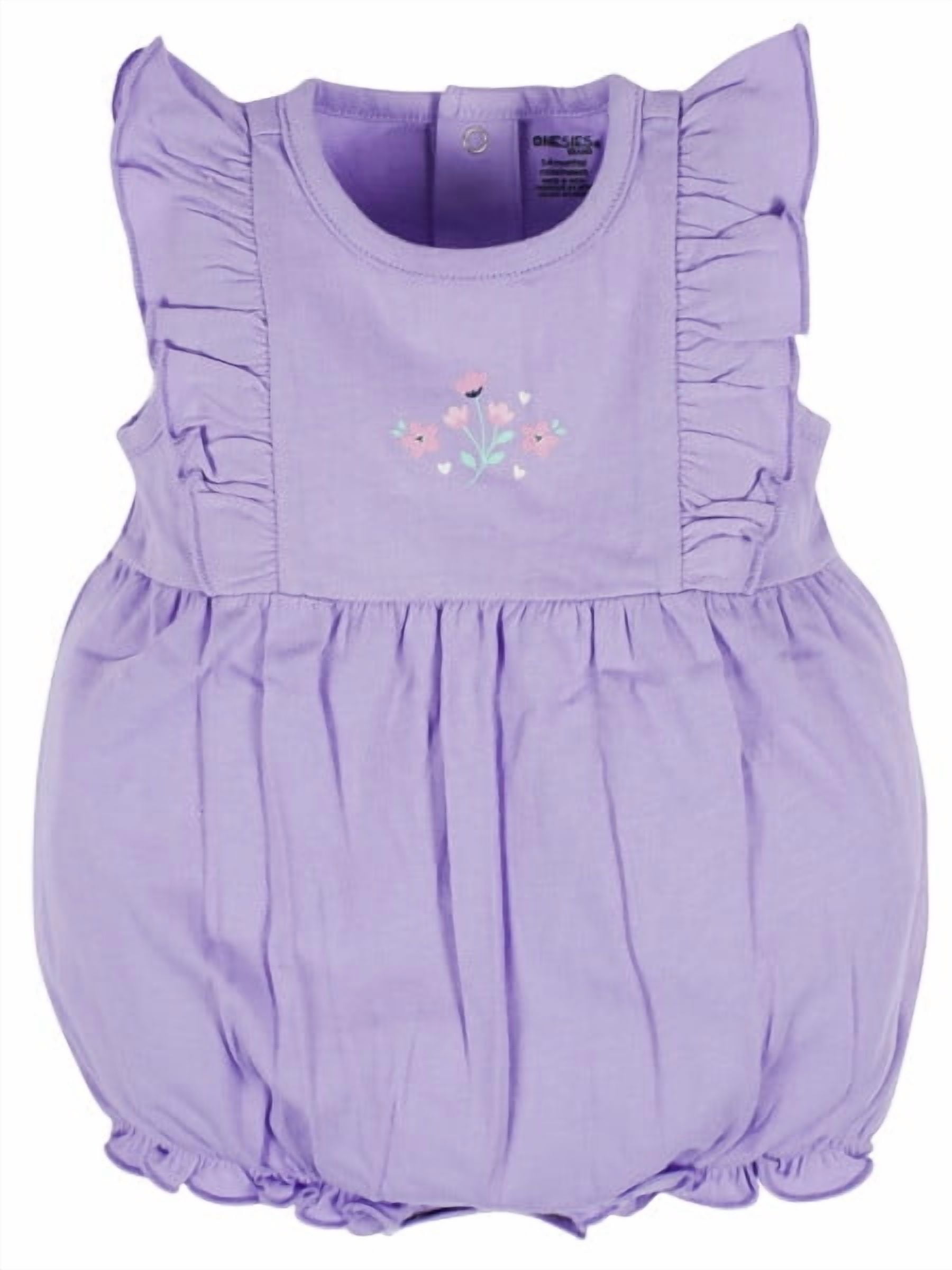 Onesies Brand Baby Girl Ruffle Sleeve Rompers, 3-Pack, Sizes, 0/3 Months - 24 Months