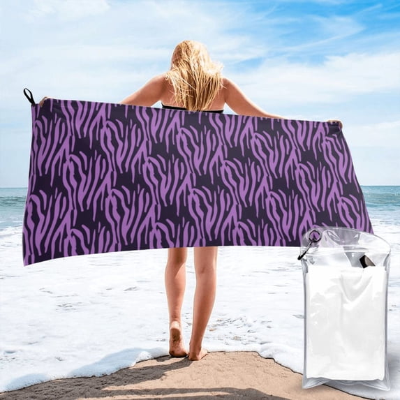 ZICANCN Microfiber Beach Towels, Stylish Purple Animal Stripes Quick Dry Bath Towels 27.5"x55" Inch Oversized for Adults Men Women