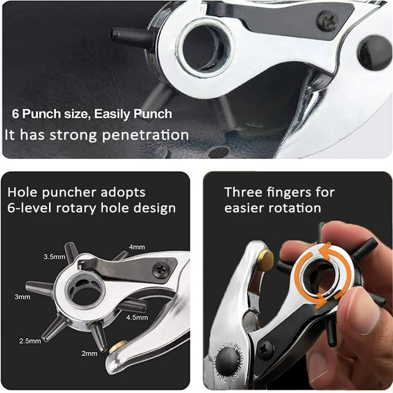 9 Leather Hole Punch Hand Pliers Belt Holes 6 Sized Puncher Heavy Duty  Tool New - Plugsus