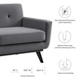 thumbnail image 3 of Loveseat Sofa, Grey Gray, Velvet, Modern Contemporary, Mid Century Living Hotel Lounge Cafe Lobby, 3 of 8