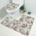thumbnail image 2 of Pioneer Flower Floral Print Pattern Bathroom Rugs Sets 3 Piece,Toilet Cover Set,Absorbent Non Slip Bathroom Mats Sets with U-Shaped Contour Rug Toilet Rug Set, 2 of 5