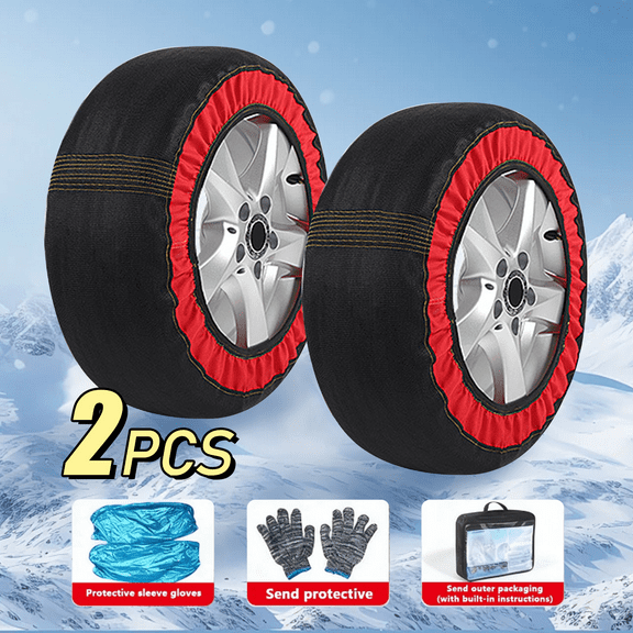 Arcticwind Automotive Snow Socks for Tires anti-skid covers Easy to Use,Winter Emergency Kit Auto Accessory Ultimate Grip,Washable Easy Assembly anti-skid covers for Tires for Car SUV Pickup