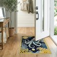 thumbnail image 2 of ODIKA Circle Nautical Octopus Vintage Creature Coral Motif Dotted Border Stain Resistant Thin Throw for Entryway, Kitchen, Laundry Room, 2 of 7