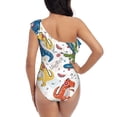 thumbnail image 5 of Haiem Dinosaur Women's One Piece Swimsuits Tummy Control One Shoulder Bathing Suits Ruffle Swimwear-Large, 5 of 8