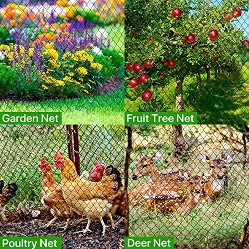 Bird Netting for Chicken Coop-50x50ft Poultry Netting Over Chicken Run & Chicken Pen, Heavy Duty 2.4” Mesh Garden Net for Blueberry Bushes, Fruit Trees and Vegetable Against Birds, Deer, Squirrels