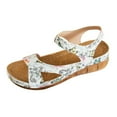 thumbnail image 4 of Wedge Walking Sandals for Women 2025 Summer Floral Fashion Casual Leather Low Heel Dress Sandals Ladies, 4 of 6