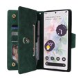 thumbnail image 2 of SaniMore for Google Pixel 7 Pro Case, PU Leather 2 in 1 Zipper Wallet Removeable Wrist Strap Card Slots Cash Pocket Kickstand Shockproof Anti-fall Full Protective Shell For Google Pixel 7 Pro, Green, 2 of 15