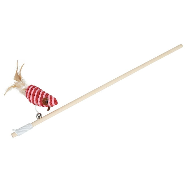 Varita de juguete para gatos Bling Bling Madera con pluma campana ratón
