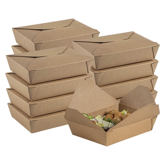 Bio Tek 98 oz Rectangle Kraft Paper Microwavable #4 Bio Box Take Out Container - 8 1/2" x 6 1/4" x 3 1/2" - 200 count box