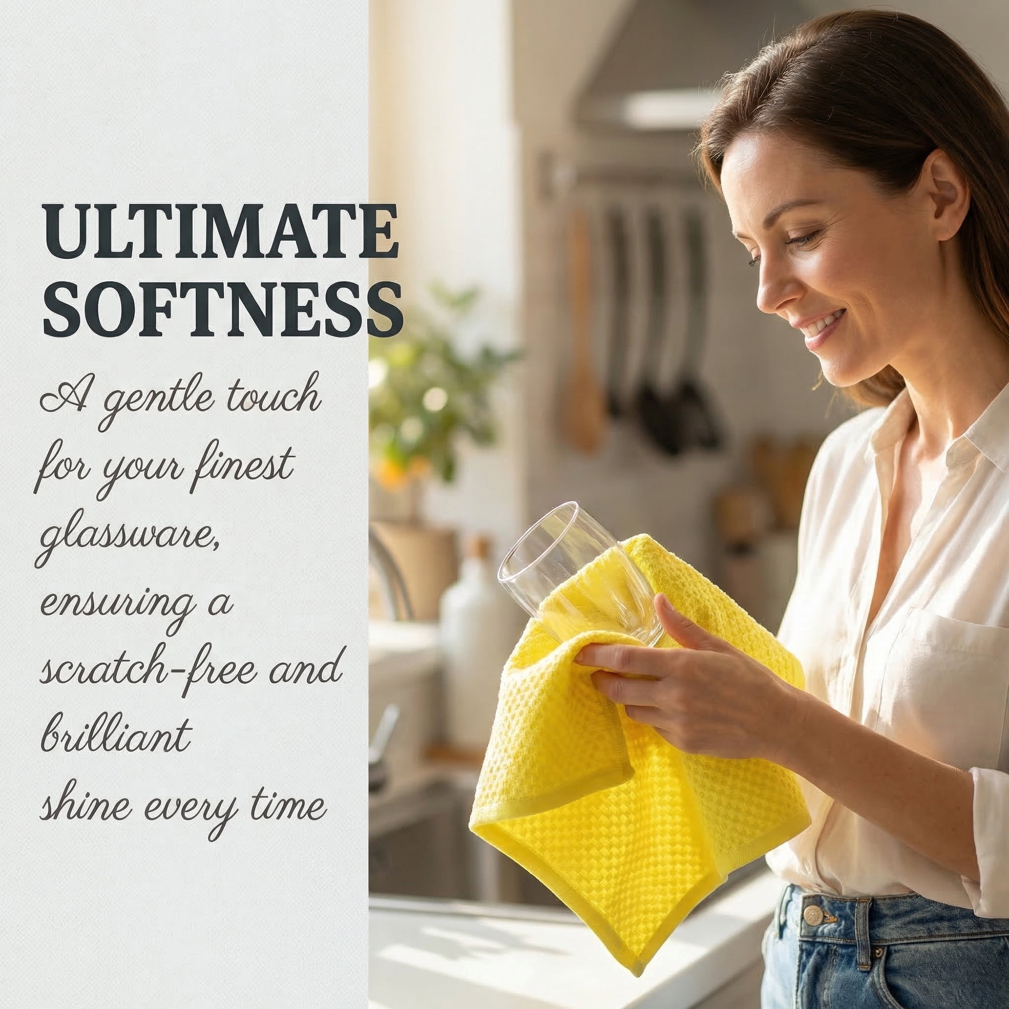 Unique Bargains 100% Pure Cotton Soft Absorbent 4 Pack Kitchen Towels Yellow 25" x 15"