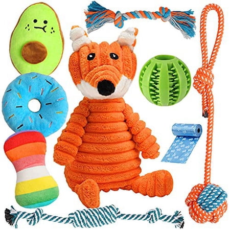 Zeaxuie 9 Pack Luxury Puppy Toys for Teething Small Dogs, Cute Puppy Chew Toys with Squeaky Toys, IQ Ball and More Rope Toys