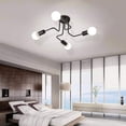 thumbnail image 3 of Lámpara de techo moderna, lámpara de techo de metal industrial, 4 lámparas, lámpara de techo LED E27, lámpara colgante moderna de araña negra para sala de estar, dormitorio, cocina, sin bombillas, 3 of 6