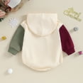 thumbnail image 4 of Fortune Barboteuse de Noël Bébé 0-24M Garçon Fille Patchwork Coloré Manches Longues Imprimé Lettre à Capuche, 4 of 9